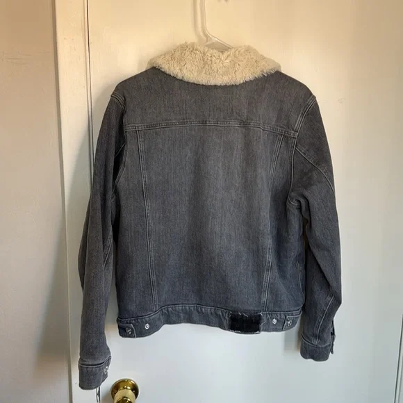 MOTHER Off The Grid Sherpa Denim Bomber Jacket Size Small Uncommon Ground